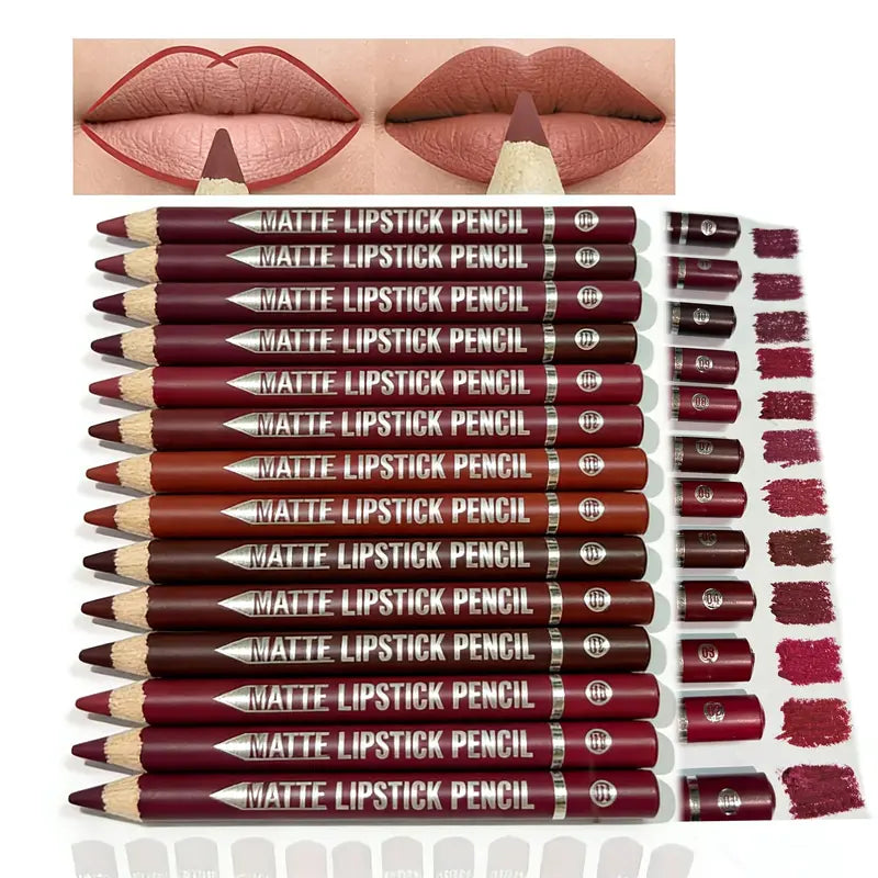 🎁 Buy 1 Get 1 Free | 12-Pc Matte Lip Liner Set 💄 Waterproof, Smudgeproof & Precise