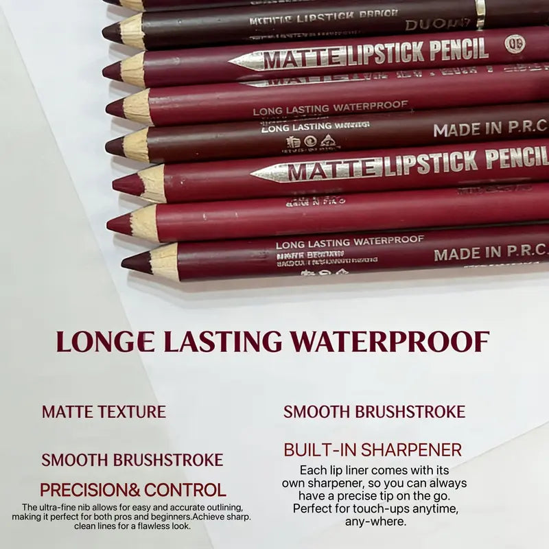 🎁 Buy 1 Get 1 Free | 12-Pc Matte Lip Liner Set 💄 Waterproof, Smudgeproof & Precise
