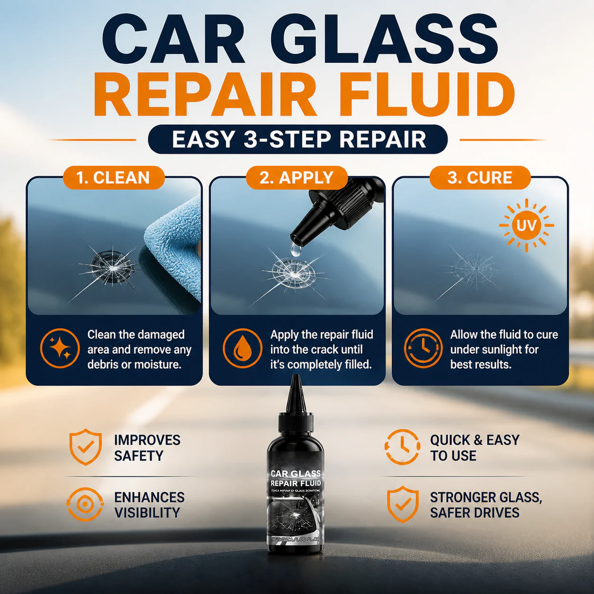 🔥Last Day 50% OFF🔥Fast-Acting Windshield Crack & Chip Repair Kit