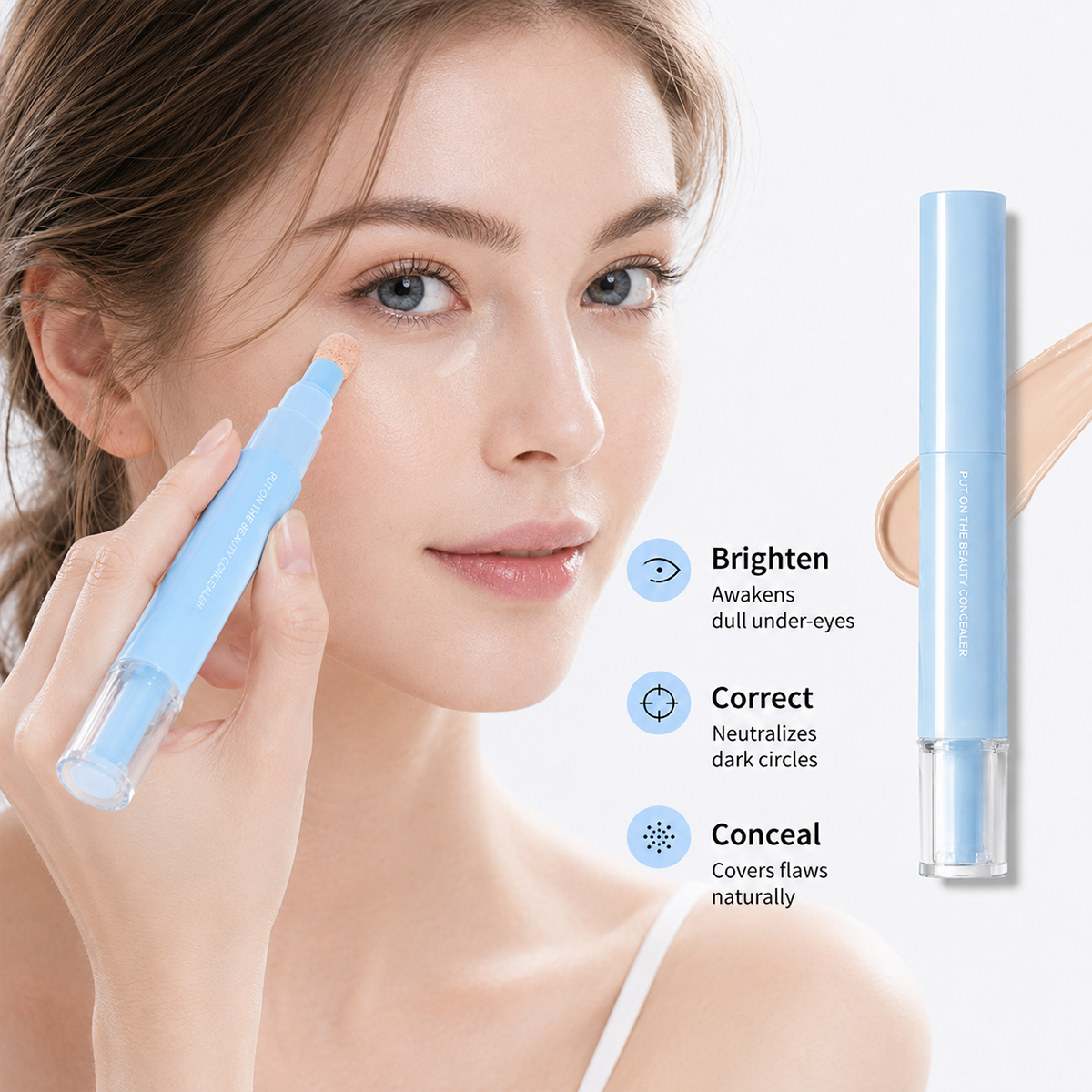 Limited Stock ⏰️Buy 1 Get 1 Free！ 24H Full-Coverage Concealer Pen – Lightweight & Blendable Formula