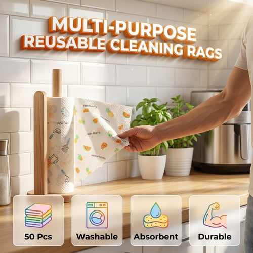 🎁 BUY 1 GET 1 FREE🎁 | Stop Wasting Paper Towels 🧽 50-Sheet Reusable Cleaning Rag Roll – Tear, Wipe, Rinse & Reuse✨