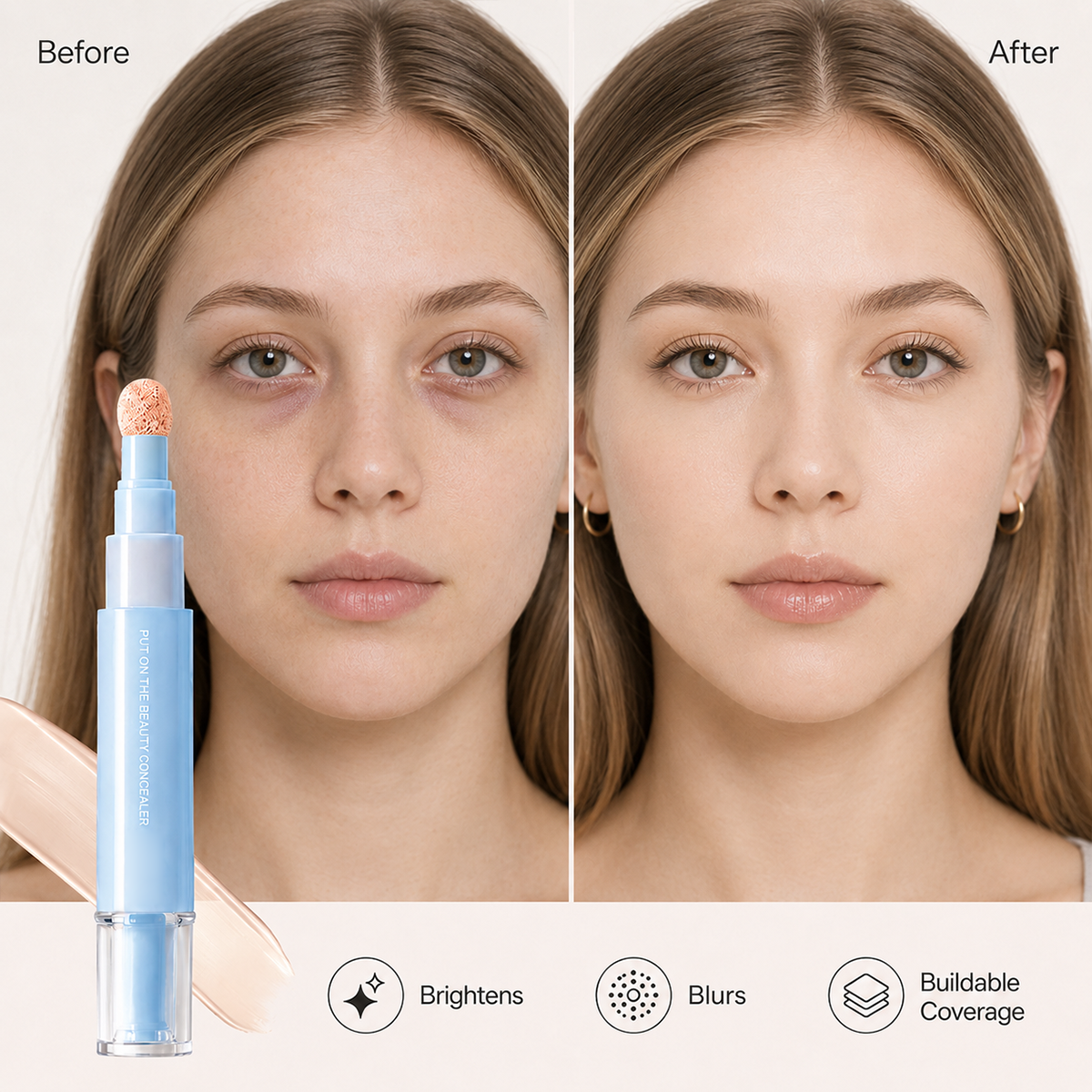 Limited Stock ⏰️Buy 1 Get 1 Free！ 24H Full-Coverage Concealer Pen – Lightweight & Blendable Formula