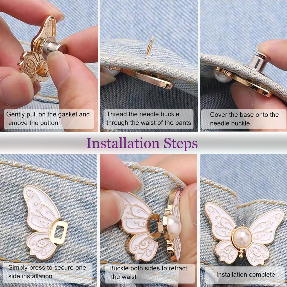50% OFF🔥 LAST DAY SALE!🦋 No-Sew Butterfly Jean Clips – Instant Waist Adjuster for Jeans, Skirts & More 👖✨