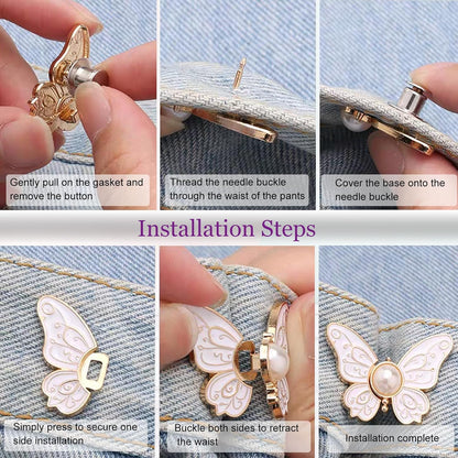 50% OFF🔥 LAST DAY SALE!🦋 No-Sew Butterfly Jean Clips – Instant Waist Adjuster for Jeans, Skirts & More 👖✨