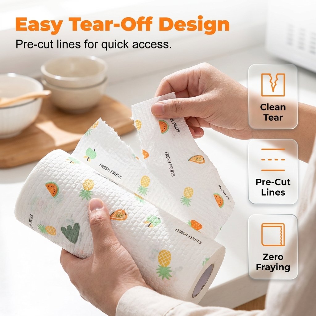🎁 BUY 1 GET 1 FREE🎁 | Stop Wasting Paper Towels 🧽 50-Sheet Reusable Cleaning Rag Roll – Tear, Wipe, Rinse & Reuse✨