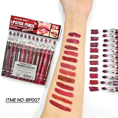 🎁 Buy 1 Get 1 Free | 12-Pc Matte Lip Liner Set 💄 Waterproof, Smudgeproof & Precise