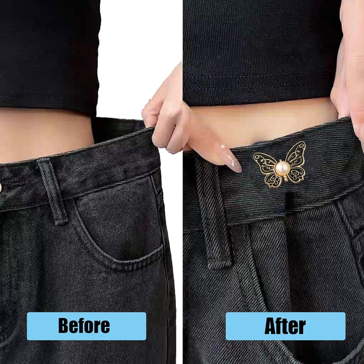 50% OFF🔥 LAST DAY SALE!🦋 No-Sew Butterfly Jean Clips – Instant Waist Adjuster for Jeans, Skirts & More 👖✨