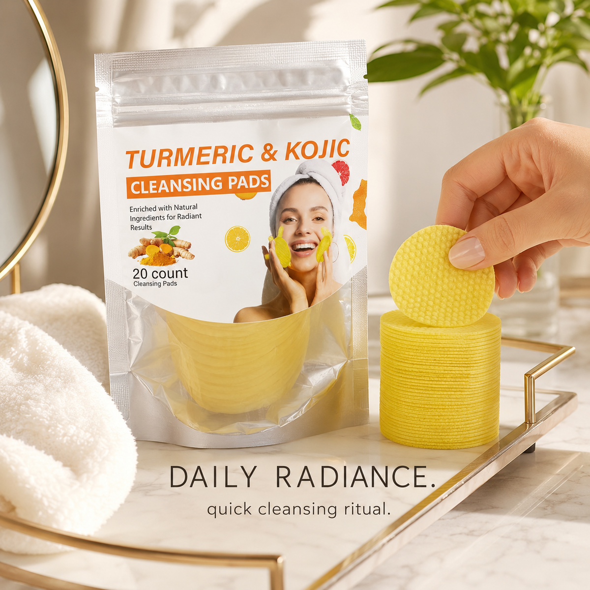 🏆Surprise Price:minimum Only $6.42!!!⚡Turmeric & Kojic Acid Cleansing Pads 20pcs🍋
