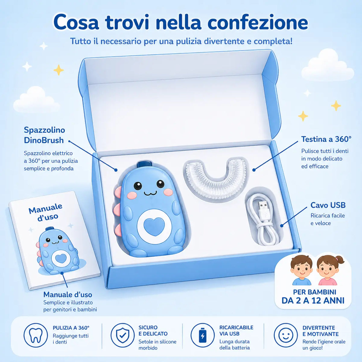 DinoBrush - Spazzolino elettrico per bambini