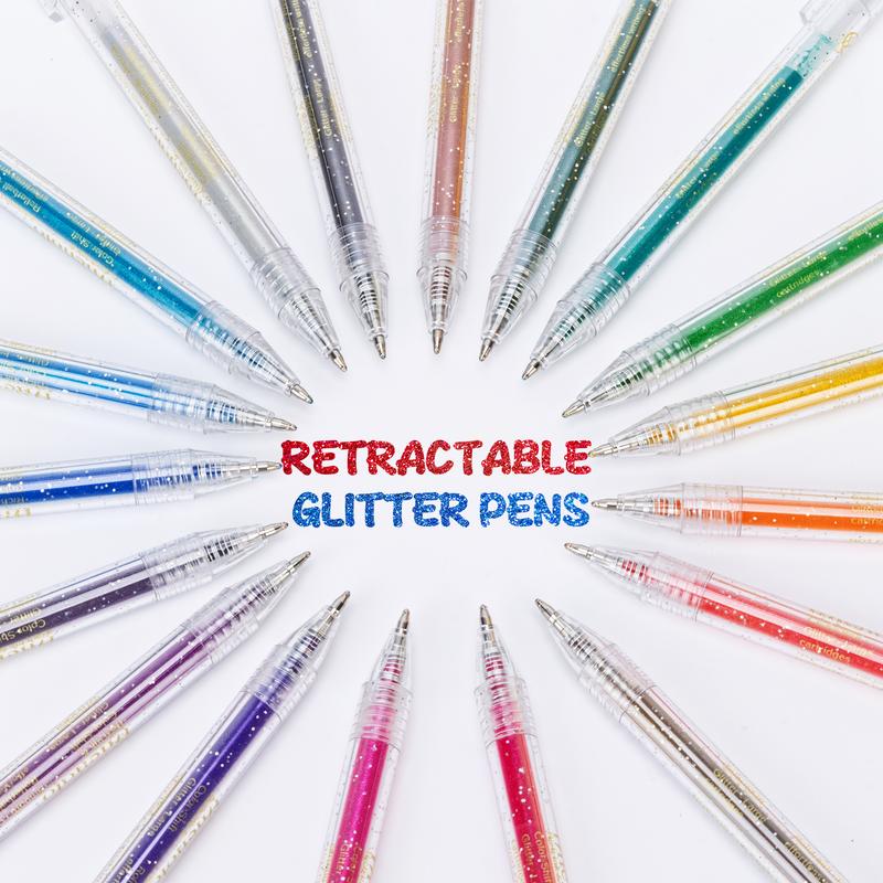 LAST DAY BUY 1 GET 1 FREE 🎁 Glitter Gel Pens Vibrant Sparkle Colored Retractable Sparkling Gel Pen