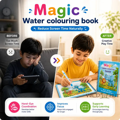 🎁 BUY 1 GET 1 FREE — Magic Water Coloring Book | 💧 Reusable, Mess-Free Fun