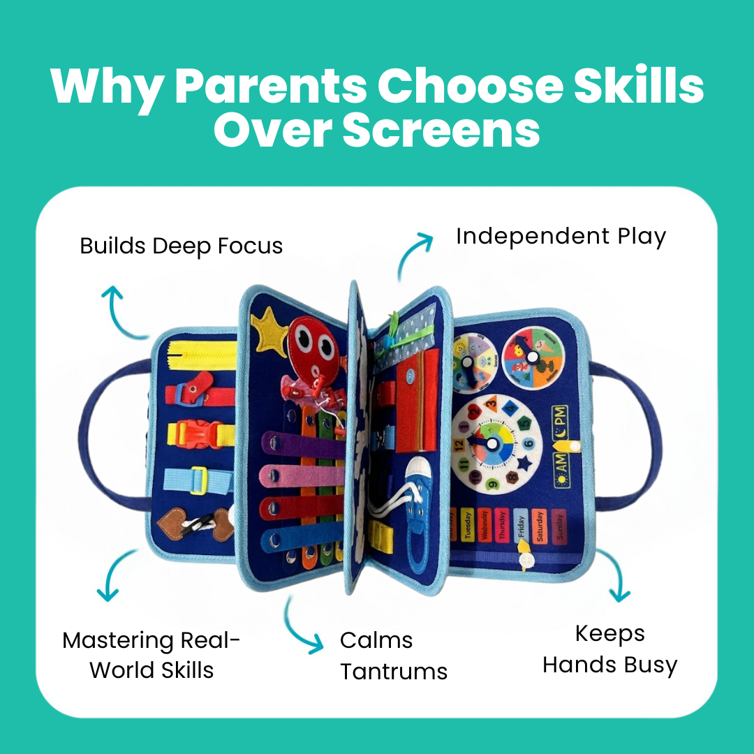 🔥50% OFF TODAY🔥Busy Board for Toddlers - Sensory Activity Book & Travel Learning Toy 🎨✈️
