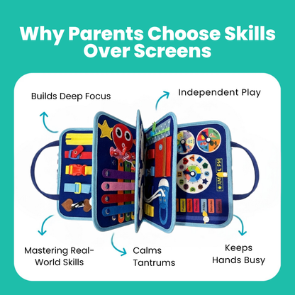 🔥50% OFF TODAY🔥Busy Board for Toddlers - Sensory Activity Book & Travel Learning Toy 🎨✈️