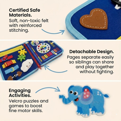 🔥50% OFF TODAY🔥Busy Board for Toddlers - Sensory Activity Book & Travel Learning Toy 🎨✈️