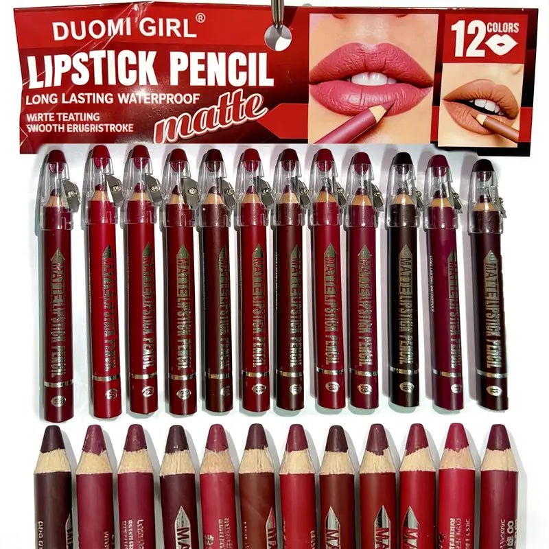 🎁 Buy 1 Get 1 Free | 12-Pc Matte Lip Liner Set 💄 Waterproof, Smudgeproof & Precise