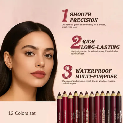 🎁 Buy 1 Get 1 Free | 12-Pc Matte Lip Liner Set 💄 Waterproof, Smudgeproof & Precise