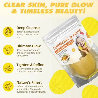 🏆Surprise Price:minimum Only $6.42!!!⚡Turmeric & Kojic Acid Cleansing Pads 20pcs🍋