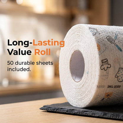 🎁 BUY 1 GET 1 FREE🎁 | Stop Wasting Paper Towels 🧽 50-Sheet Reusable Cleaning Rag Roll – Tear, Wipe, Rinse & Reuse✨