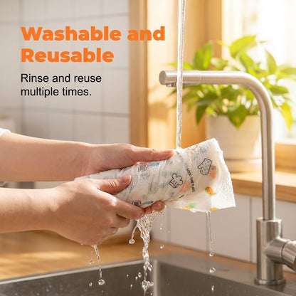 🎁 BUY 1 GET 1 FREE🎁 | Stop Wasting Paper Towels 🧽 50-Sheet Reusable Cleaning Rag Roll – Tear, Wipe, Rinse & Reuse✨