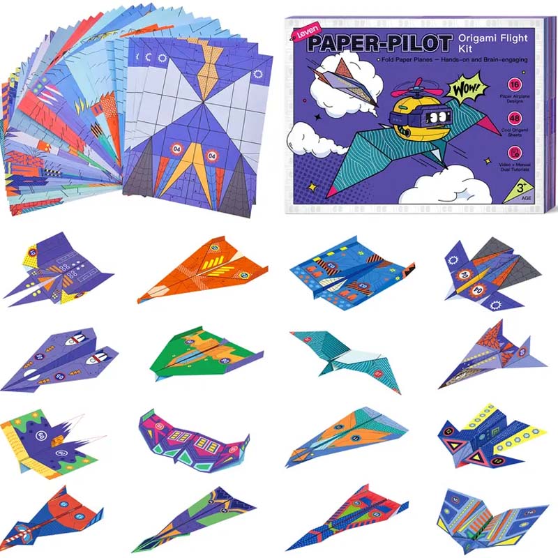 🎁🎄🛩️Set creativo fai-da-te per costruire aeroplani di carta per bambini✨